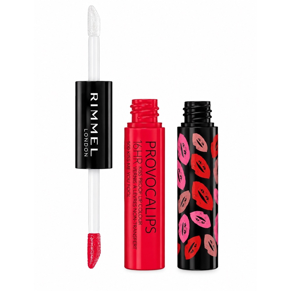 Rimmel Provocalips 16HR Lip Colour 500 Kiss Me You Fool Red Lipstick 2 Pack